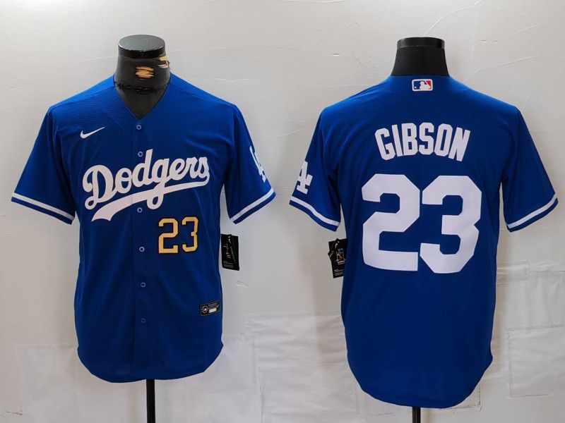 Men Los Angeles Dodgers #23 Gibson Blue Nike Game 2024 MLB Jersey style 2